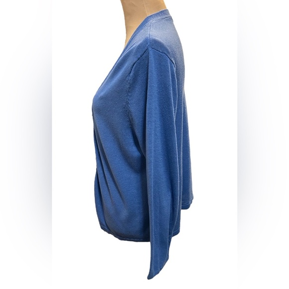 J.Jill Linen Blend Open Front Cardigan Sweater Coastal Blue Long Sleeve Sz Large - Picture 3 of 9